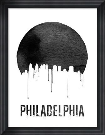 Framed Philadelphia Skyline White Print