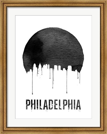 Framed Philadelphia Skyline White Print