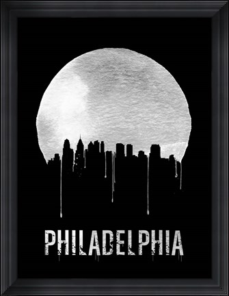 Framed Philadelphia Skyline Black Print