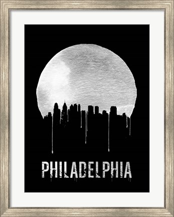 Framed Philadelphia Skyline Black Print