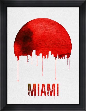 Framed Miami Skyline Red Print
