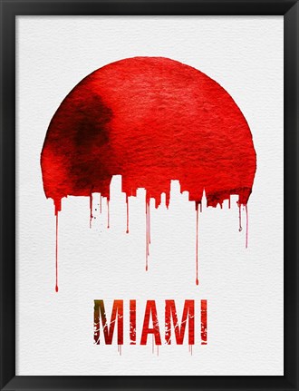 Framed Miami Skyline Red Print