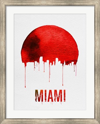 Framed Miami Skyline Red Print