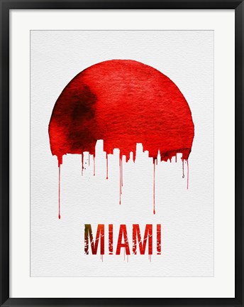 Framed Miami Skyline Red Print