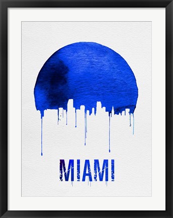 Framed Miami Skyline Blue Print