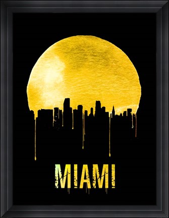 Framed Miami Skyline Yellow Print