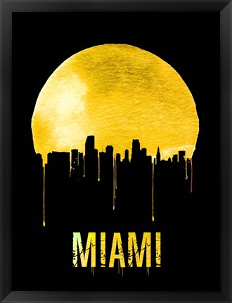 Framed Miami Skyline Yellow Print