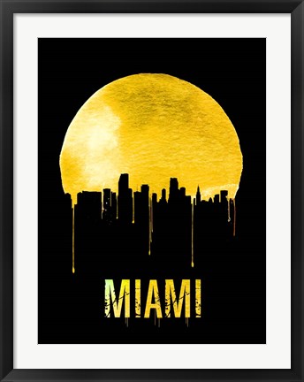 Framed Miami Skyline Yellow Print