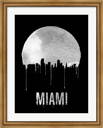 Framed Miami Skyline Black Print