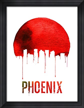 Framed Phoenix Skyline Red Print