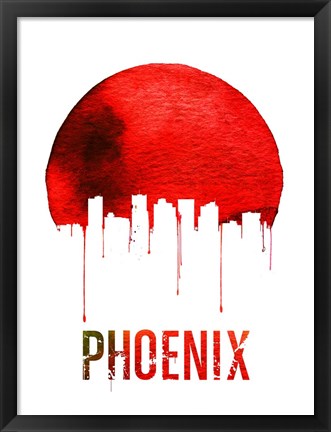 Framed Phoenix Skyline Red Print