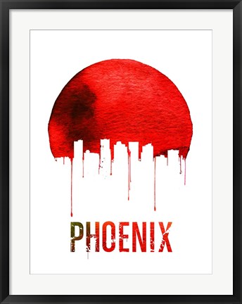 Framed Phoenix Skyline Red Print