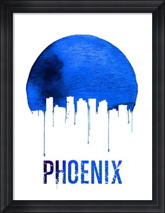 Framed Phoenix Skyline Blue Print
