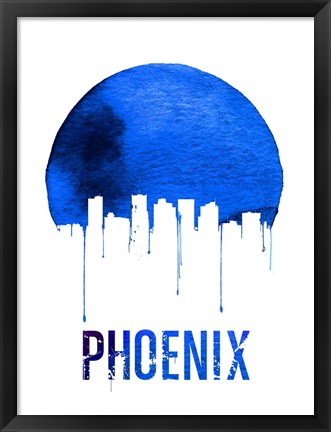 Framed Phoenix Skyline Blue Print