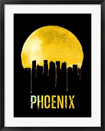 Framed Phoenix Skyline Yellow Print
