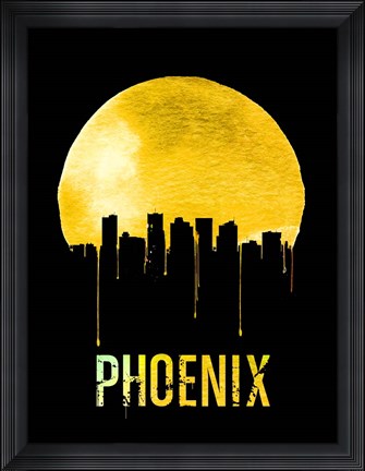 Framed Phoenix Skyline Yellow Print
