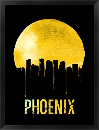 Framed Phoenix Skyline Yellow Print