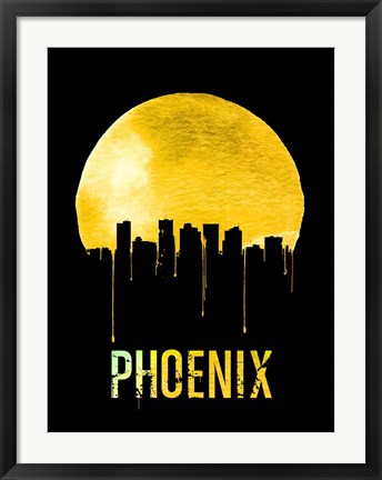 Framed Phoenix Skyline Yellow Print