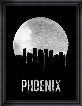 Framed Phoenix Skyline Black Print