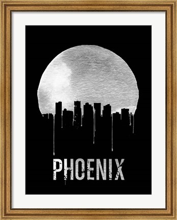 Framed Phoenix Skyline Black Print