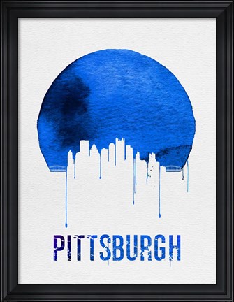 Framed Pittsburgh Skyline Blue Print