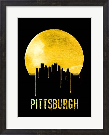 Framed Pittsburgh Skyline Yellow Print