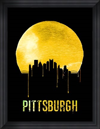 Framed Pittsburgh Skyline Yellow Print