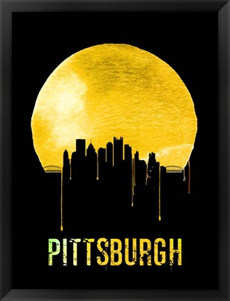 Framed Pittsburgh Skyline Yellow Print