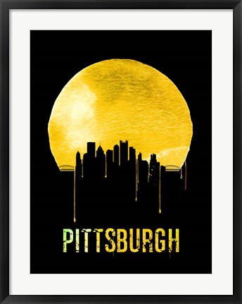 Framed Pittsburgh Skyline Yellow Print