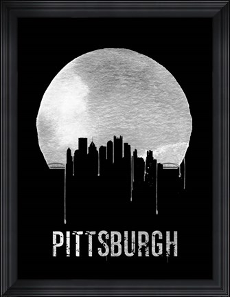 Framed Pittsburgh Skyline Black Print