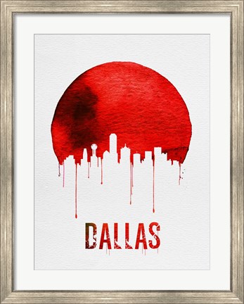Framed Dallas Skyline Red Print