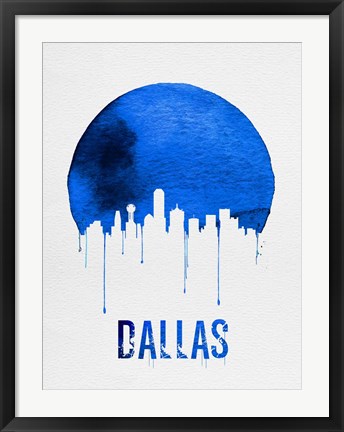 Framed Dallas Skyline Blue Print