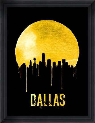 Framed Dallas Skyline Yellow Print