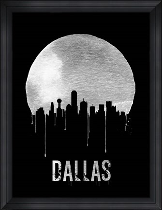 Framed Dallas Skyline Black Print