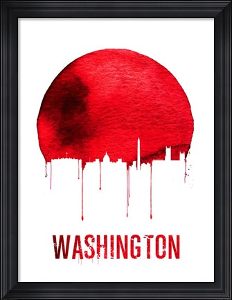 Framed Washington Skyline Red Print