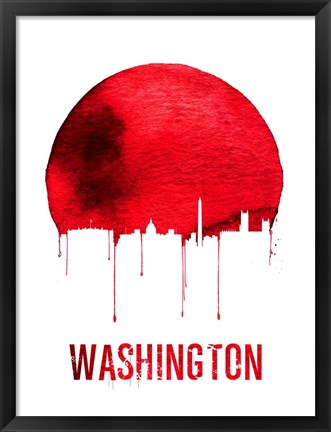 Framed Washington Skyline Red Print