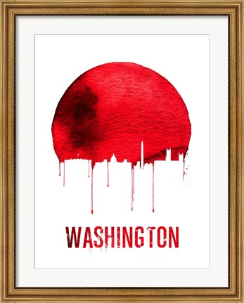 Framed Washington Skyline Red Print