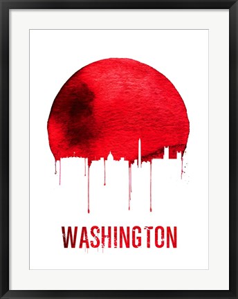 Framed Washington Skyline Red Print