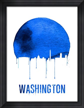 Framed Washington Skyline Blue Print