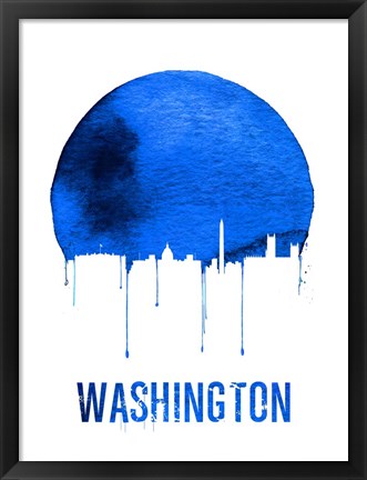 Framed Washington Skyline Blue Print