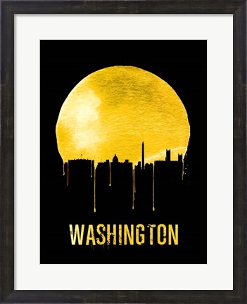 Framed Washington Skyline Yellow Print