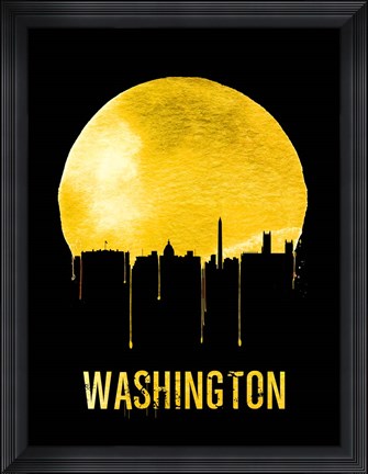Framed Washington Skyline Yellow Print