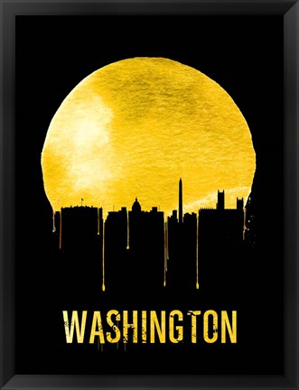 Framed Washington Skyline Yellow Print