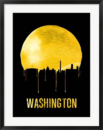 Framed Washington Skyline Yellow Print