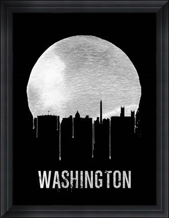 Framed Washington Skyline Black Print