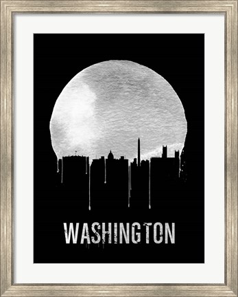 Framed Washington Skyline Black Print