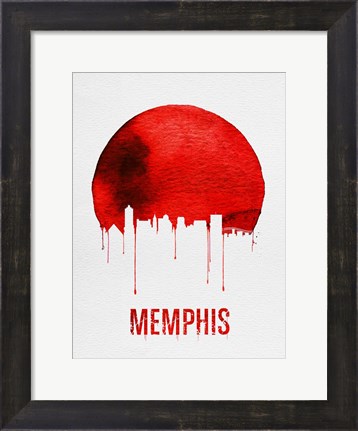 Framed Memphis Skyline Red Print