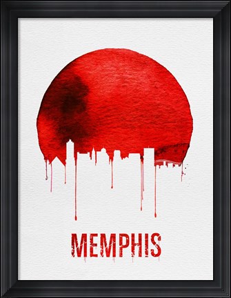 Framed Memphis Skyline Red Print