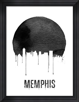 Framed Memphis Skyline White Print