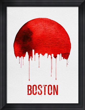 Framed Boston Skyline Red Print